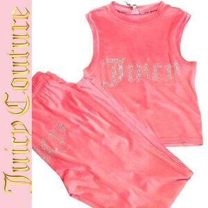 Juicy Couture Rhinestone Logo Velour Tank & Pant PJ Set